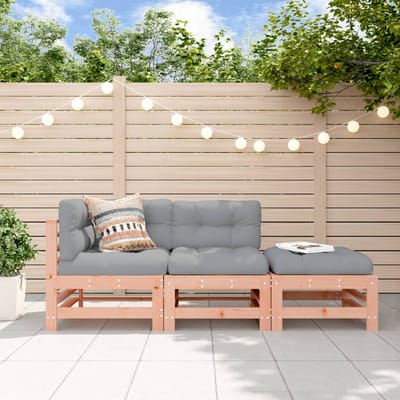 vidaXL - 3-delige - Loungeset - met - kussens - massief - douglashout
