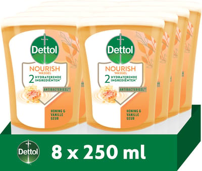 Dettol No-Touch Navulling Handzeep - Extra Care Honey & Sheabutter 250ML - 8 Stuks - Voordeelverpakking