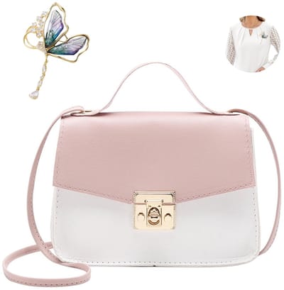 Dailygoods- Crossbody Bag Mini - Schoudertas voor Meisjes - Handtas Dames - Handtas voor Kinderen - Roze/witte Kleur - 19 x 4 x 13 cm