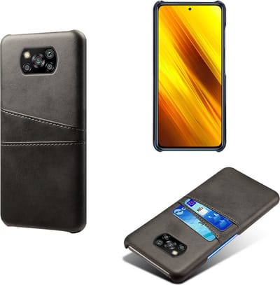 Backcover met Opbergvakjes + PMMA Screenprotector voor Xiaomi Poco X3 / X3 NFC / X3 Pro _ Zwart
