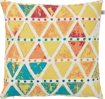 Dutch Decor KARKIN - Kussenhoes 45x45 cm - geel - gekleurd dessin - met rits