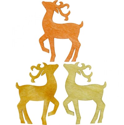 Strooidecoratie Kersthout hert naturel 4×3cm 72 st, 72 Stück
