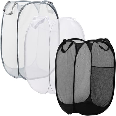 Solidchoice - Dailygoody - Pop-upwasmanden - Opvouwbare wasmand - Handgrepen - Kledingopslag - Set van 3 - Geschikt voor slaapkamers en reizen
