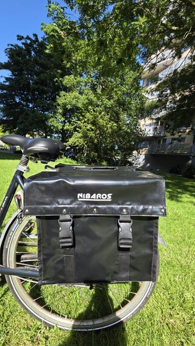 Nibaros - Zwart – Waterdicht - Dubbele - Bisonyl - Fietstas- Reflectoren - 34cmX16.2cmX32cm=35 Liter