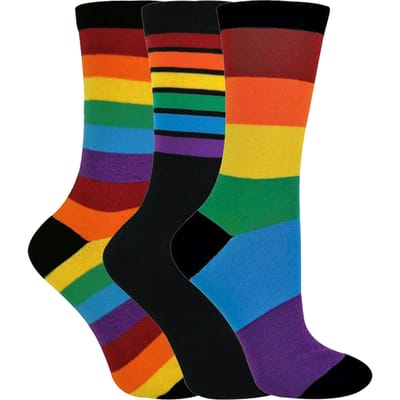 Set van 3 gestreepte regenboogsokken voor kinderen - Regenboog