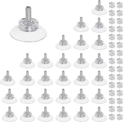 Set van 30 Transparante M5 Zuignappen met Draad en Moeren voor Glas, Tegels en Spiegels - Diameter 35 mm, Sterke Hechting en Duurzaam Gebruik