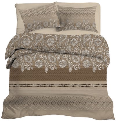 LINNICK Dekbedovertrek Katoen Renforcé Mahfer - Beige - Dekbedovertrek 200x200/220cm - 100% Katoen - Tweepersoons - Dekbedovertrekken - Paisley Dekbedovertrek