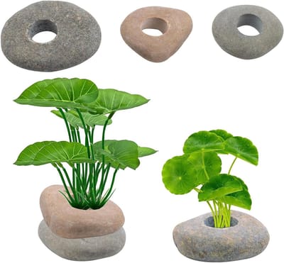 Aquarium plantengewichten - Kiezels ankers - Planten verankeren - Natuurlijke rivierstenen - 6 stuks - Grijs