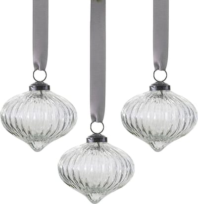 Ginger Ray - Ginger Ray - Glazen geribbelde kerstboomhangers