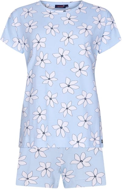 Dames Shortama Rebelle - Flower - Bio Katoen - Lichtblauw - Maat 38