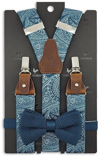Sir Redman - Bretels met strik - bretels combi pack Paisley Sketch blauw - blauw