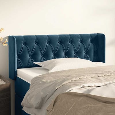 vidaXL - Hoofdbord - met - randen - 103x16x78/88 - cm - fluweel - donkerblauw