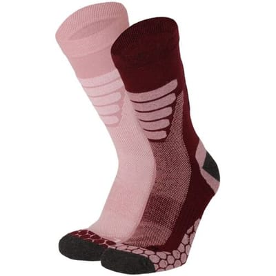 Xtreme Sockswear Wandelsokken - 2 Paar – Wandel Sokken Unisex – Katoen met Coolmax – Multi Burgundy – Maat 39/42