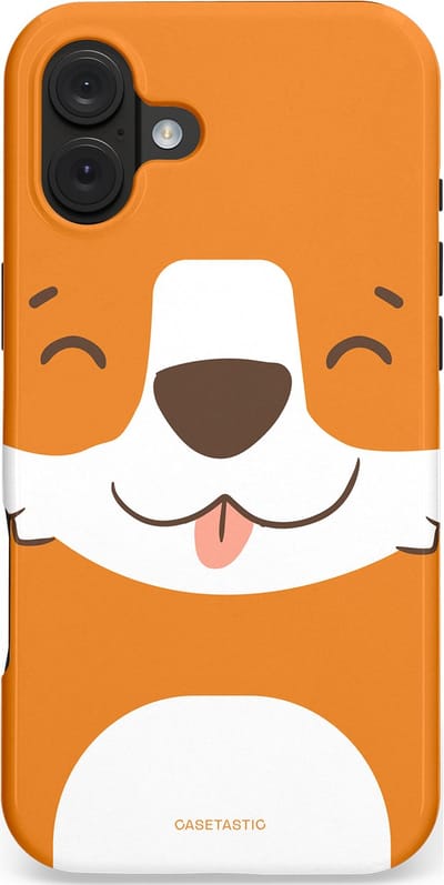 Casetastic hoesje geschikt voor Apple iPhone 16 Plus - MagSafe - Dubbellaagse bescherming - Knuffelkopjes vos - Fashion Case - Oranje Wit