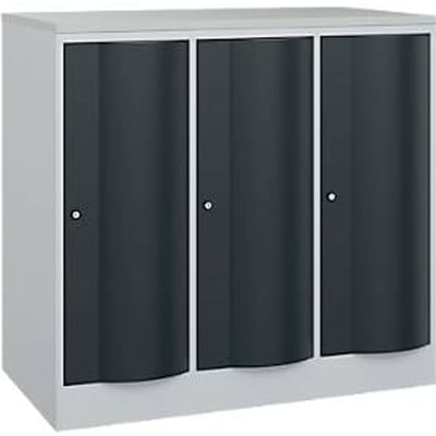 C+P Garderobekast Resisto, 3 vakken, 3 legborden, B 1148 x D 640 x H 1077 mm, lichtgrijs/antracietgrijs