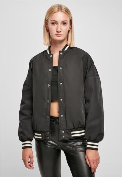 Urban Classics - Oversized Recycled College jacket - S - Zwart