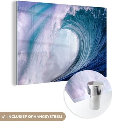 MuchoWow® Glasschilderij 120x80 cm - Schilderij acrylglas - Zee - Hawaii - Golf - Foto op glas - Muurdecoratie woonkamer - Wanddecoratie slaapkamer - Schilderijen