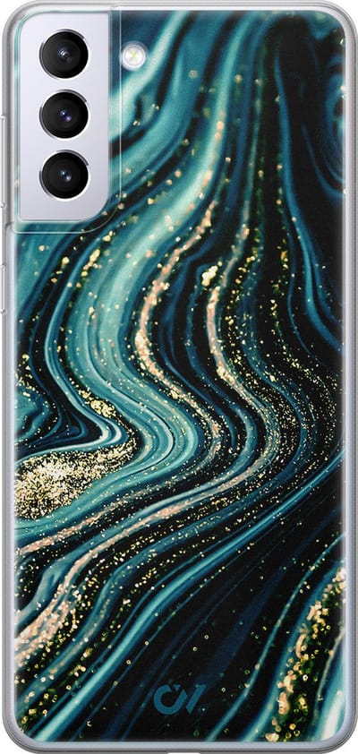 Hoesje geschikt voor Samsung Galaxy S21 Plus hoesje - Blue Marble Waves - - Blauw - - Casevibes