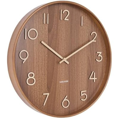 Karlsson Wandklok Pure - Donker lindehout - Large - Ø60cm - Scandinavisch