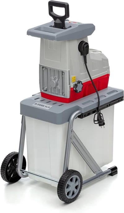 TIM® Professionele Hakselaar Versnipperaar - Hakselaar Electrisch 60L – Takken Versnipperaar Hakselaar – 3000W – Max, Ø44mm – Heggen, Bomen en Haag -Tuinonderhoud - Grijs - 53cm x 36cm x 93cm