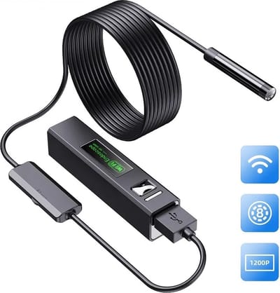 Premium oplaadbare draadloze WiFi-endoscoop 1200P 2.0MP IP67 waterdichte inspectiecamera met 2 meter stijve flexibele kabel voor iPhone en Android telefoon