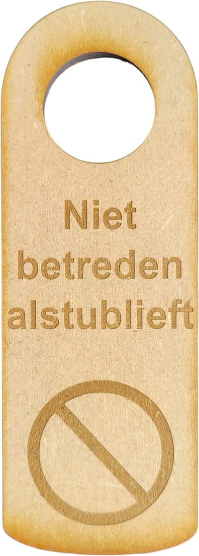 Djemzy - deur bordje - Deurhanger - niet betreden alstublieft - please do not enter - dubbelzijdig - laser gegrafeerd hout - 6 mm mdf