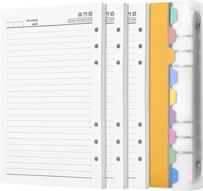 A5 Ringband Notitieboek, Navulbaar met 150 Gelijnde Bladen, Budget Planner en Dagboek met 6 Gaten en 300 Pagina's