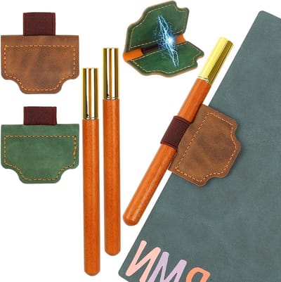 Persoonlijke Magnetische Lederen Boekenlegger met Penhouder - Retro Stijl voor Boekenliefhebbers, Studenten en Lezers - Set van 2 Stuks