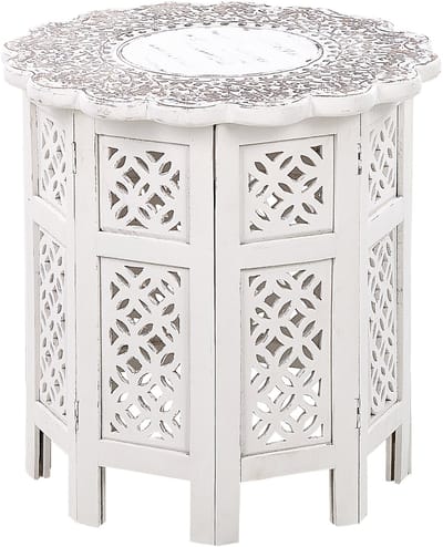 BADHI - Bijzettafel - Gebroken wit - Mangohout