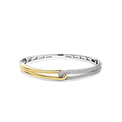 TI SENTO Dames Armband - 925 zilver - Zirkonia met geel verguld - Maat M - 23085ZY