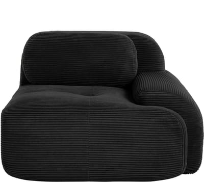 Modulaire corduroy hoekbank met kussens - modulair samen te stellen - 2-4 personen - zwart - geen montage nodig - gebogen armleuningen - antislip onderkant