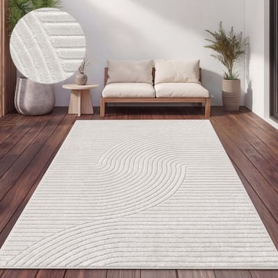 Paco Home Vloerkleed Voor Binnen En Buiten Balkon Terras Scandinavisch Boho Eenkleurig 200x290 cm