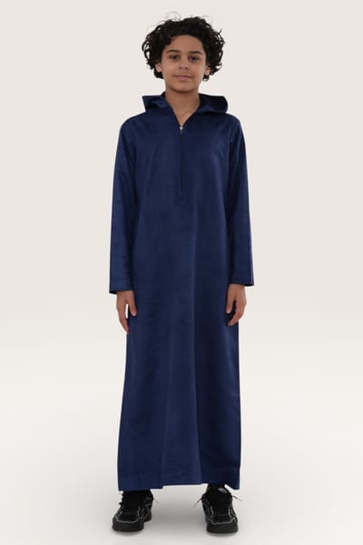Kinderen Jongens Marineblauwe Capuchon Eid Marokkaanse Jubba Gewaad Ramadan Eid Thobe LFS - K-HM12