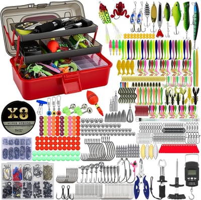 Complete 680-delige vissersaccessoireset met gemengd aas, haken, scharen en weegschaal voor snoek, forel en baars - Ideaal voor beginners en ervaren vissers