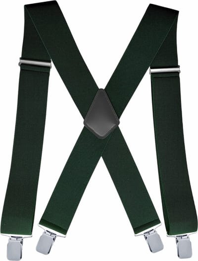 Fako Fashion - Brede Heren Bretels - Volwassenen - 50mm Breed - 4 Clips - 28mm Brede Clips - XL - 120cm - Donkergroen