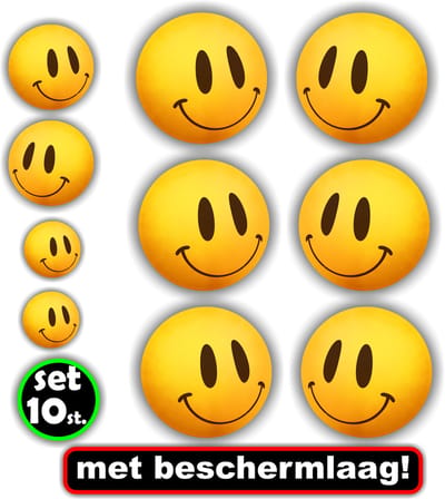 JERMA - Smiley sticker set 10 stuks lachenbekjes