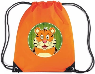 Tijgers rijgkoord rugtas / gymtas - oranje - 11 liter - voor kinderen