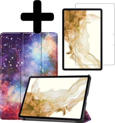 Hoes - Geschikt voor Samsung Galaxy Tab S8 - Met Screenprotector - Trifold Bookcase - Hard Cover - Hardcover Book Case - Tablet Hoesje - Galaxy