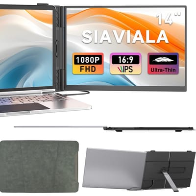 Siaviala S8 14" Draagbare Monitor | Slechts 0.66kg & 1.56cm Dun | 180° Draaibaar | Universele Compatibiliteit | FHD 300 Nits — Jouw Mobiele Kantoor - 200% WerkEfficientie - Slechts 1 Kabel Nodig