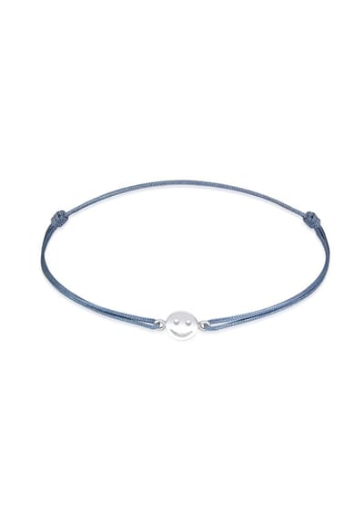 Elli - Armband - Dames Lachend Gezicht Symbool met Nylon Rood in 925 sterling zilver verguld - Dames