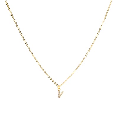 Luxeketting met glanzende zirkonia 18k goud afwerking - Alfabet