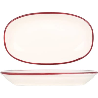 Bonna Serveerschaal - Linea Burgundy - Porselein - 24x14 cm - set van 2