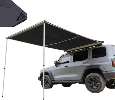 Camper Luifel - Uittrekbare Zonnekap - Kamperen Buiten - UV50+ Waterdicht - 200x250cm - Zwart