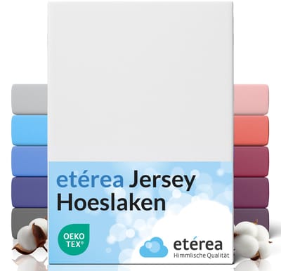 etérea Jersey Hoeslaken 90x200 - 100x200 cm Oekotex Made in Green - 100% katoen - Wit