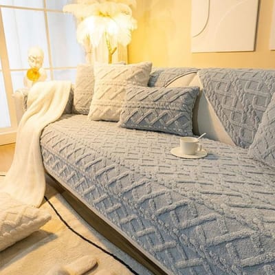 Winter Warm Flanel Bankhoezen Split Bank Handdoek Dikker Pluche Sofa Kussenovertrekken Mat Zetelbeschermer Woonkamer Tapijten 1pcs45x45 pillowcase