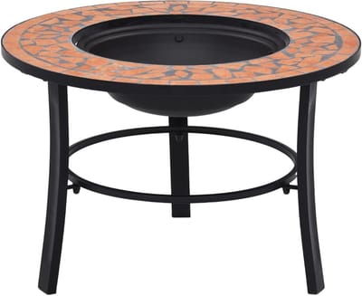 Mozaïek Vuurkorf - Keramiek Buitenhaard - Terras Verwarmen - Drievoudig Onderstel - 68 cm - Terracotta