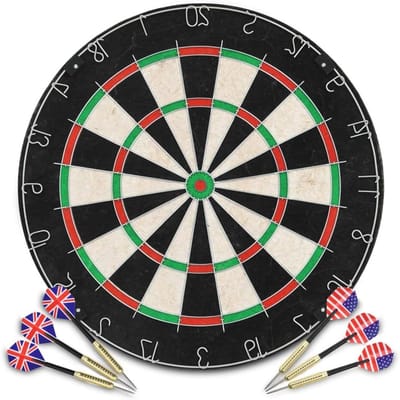 Dartset met bord - Sisal dartbord - Precisie spel - Zonder bounce-outs - 45 cm diameter - N.v.t.