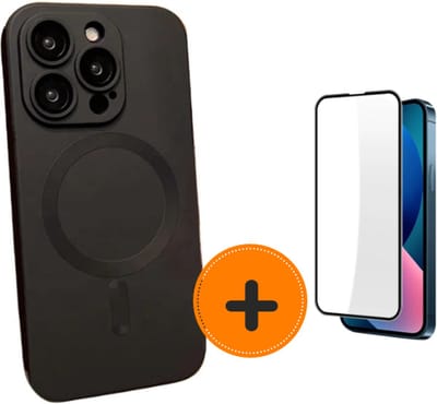 Bundel iPhone 12 Pro MagSafe telefoonhoesje inclusief screenprotector - shock proof hoesje inclusief screenprotector iPhone 12 Pro- Zwart
