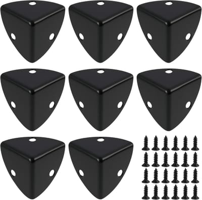 randbescherming, hoekbescherming, zwart, 8 stuks, randbescherming, hoek voor houten kisten, meubels, flightcases, kisten, kofferboxen, robuuste beschermers met schroeven, 23 x 23 x 23