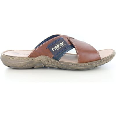 Rieker Slippers cognac Leer - Heren - Maat 46